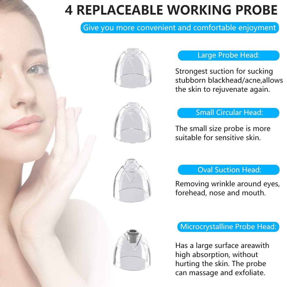 Blackhead Remover Pore Vacuum, Enarit Electric Blackhead Remover Vacuum with Base, Facial Blackhead Extractor Tool, USB and 4 different Suction Head Shape, LED Display 6 Level(White): Beauty