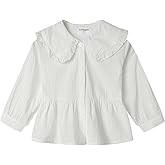 Mud Kingdom Girls Blouse Shirts Spring Fall Long Sleeve Button-Down Top Ruffle Collar