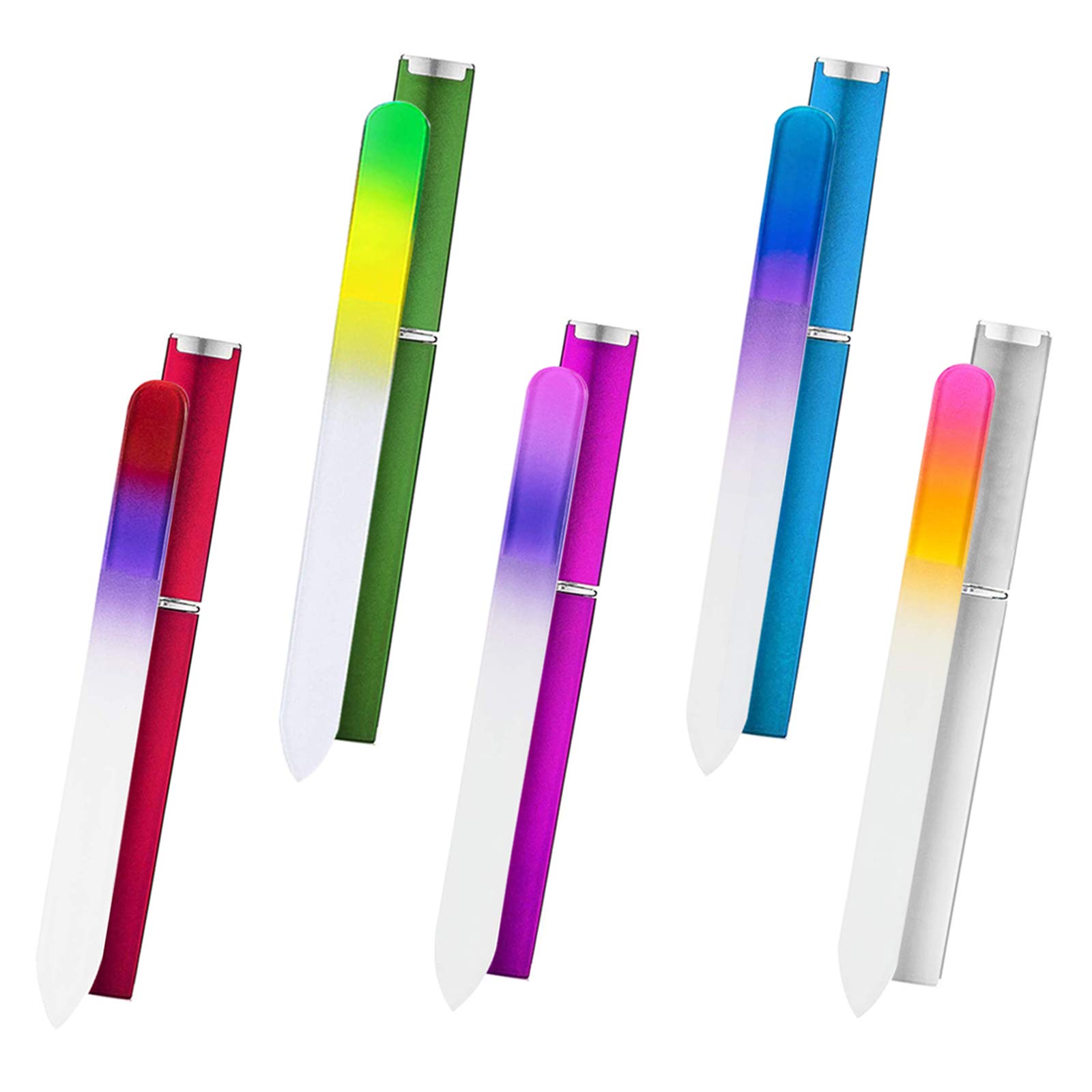 Photo 1 of 5 Pack Glass Nail File with Case, Crystal Fingernail Files, Double Sided Finger Nail Files, Professional Manicure Nail Care for Women Girls, Christmas Gifts Stocking Stuffers