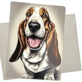 Whitman and Daughter Basset Hound Smiling Greeting Card (1 Premium Card, 5X7 Inch) dog card blank for every occasion like basset hound birthday card, thank you, or thinking of you - 825