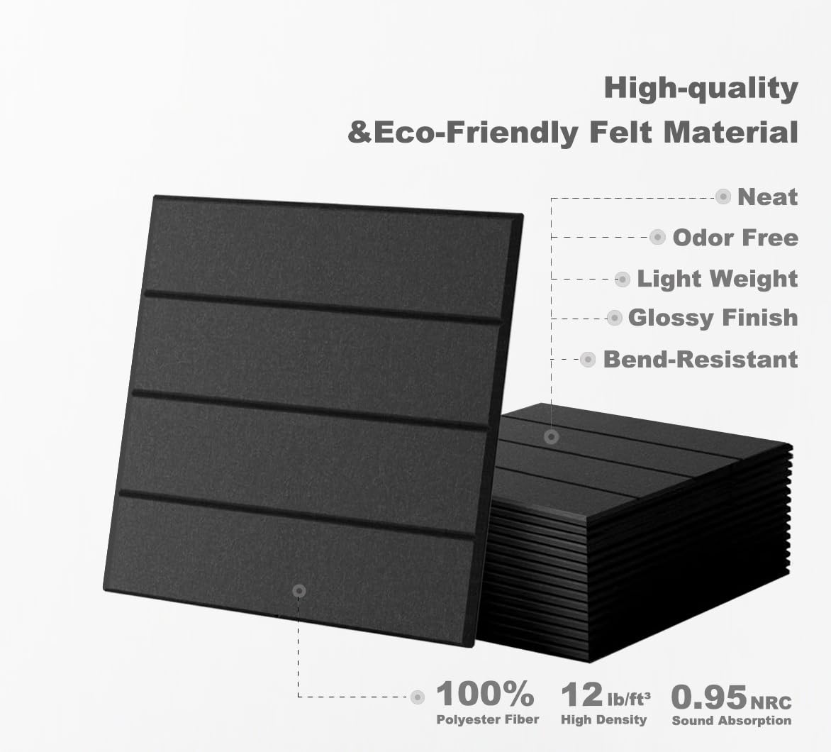 G Gamit Large Felt Wall Tiles Bulletin Board 59”x36”,Large Cork Board Alternative with 60 Pushpins, 15-Pack Felt Pin Board with 112 Safe Removable Adhesive Tabs for Home Office School (Black)