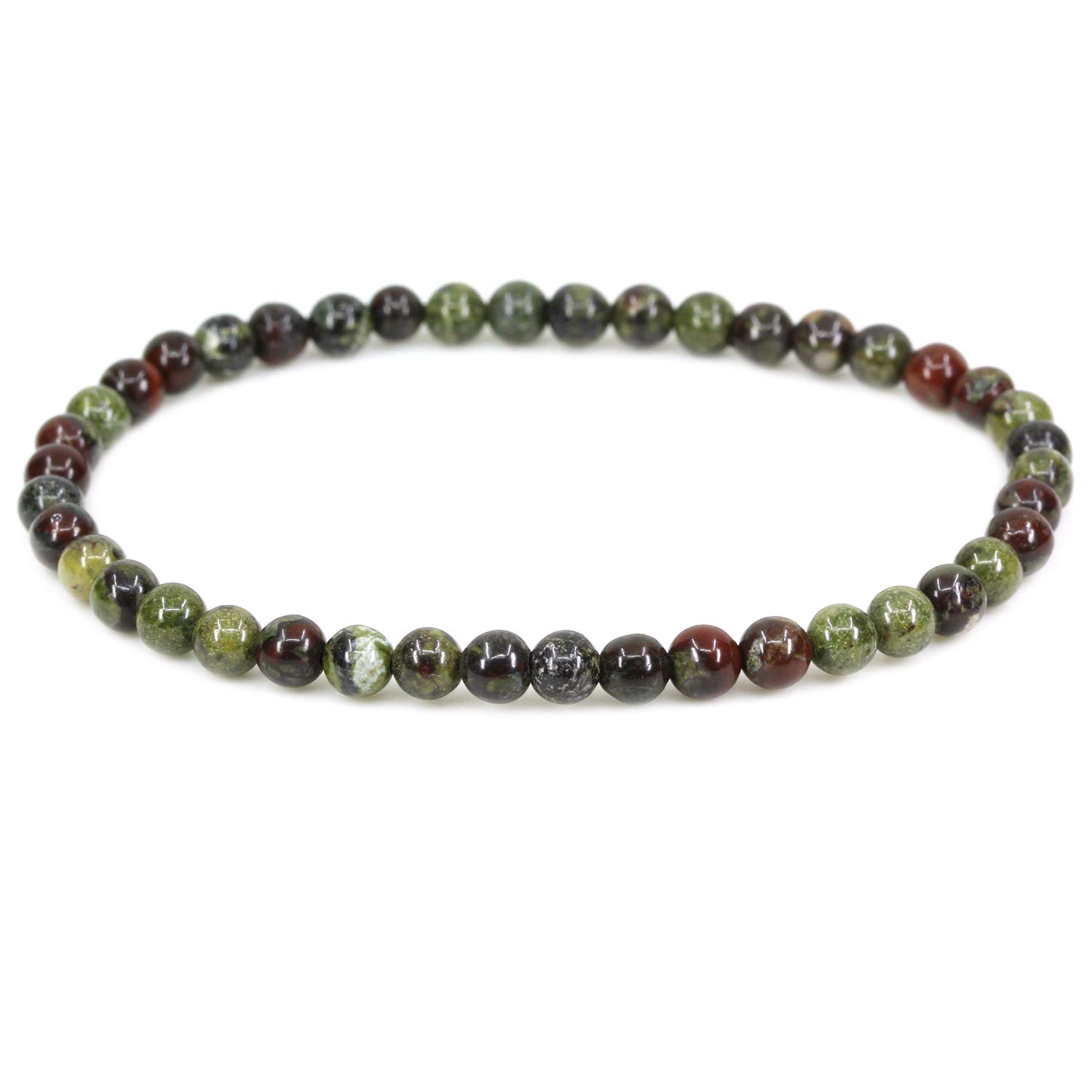 CHENYUE Natural Dragon Blood Jasper 4mm Round Beads Stretch Bracelet 7" Unisex