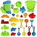 FunsLane Outdoor Beach Sands Toys Set, with Bucket, Rake, Sand Play Tools Gift Toy for Kids Children, 25 Pcs