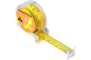VOLCANOES CLUB Measuring Tape, Tape Measure 16 Ft by 1-Inch, Retractable Dual Side Blade (Inch/Metric Clear Scale), Hard & Transparent Case, Simple & Easy to Use for Surveyors, Electricians (1 Pack)