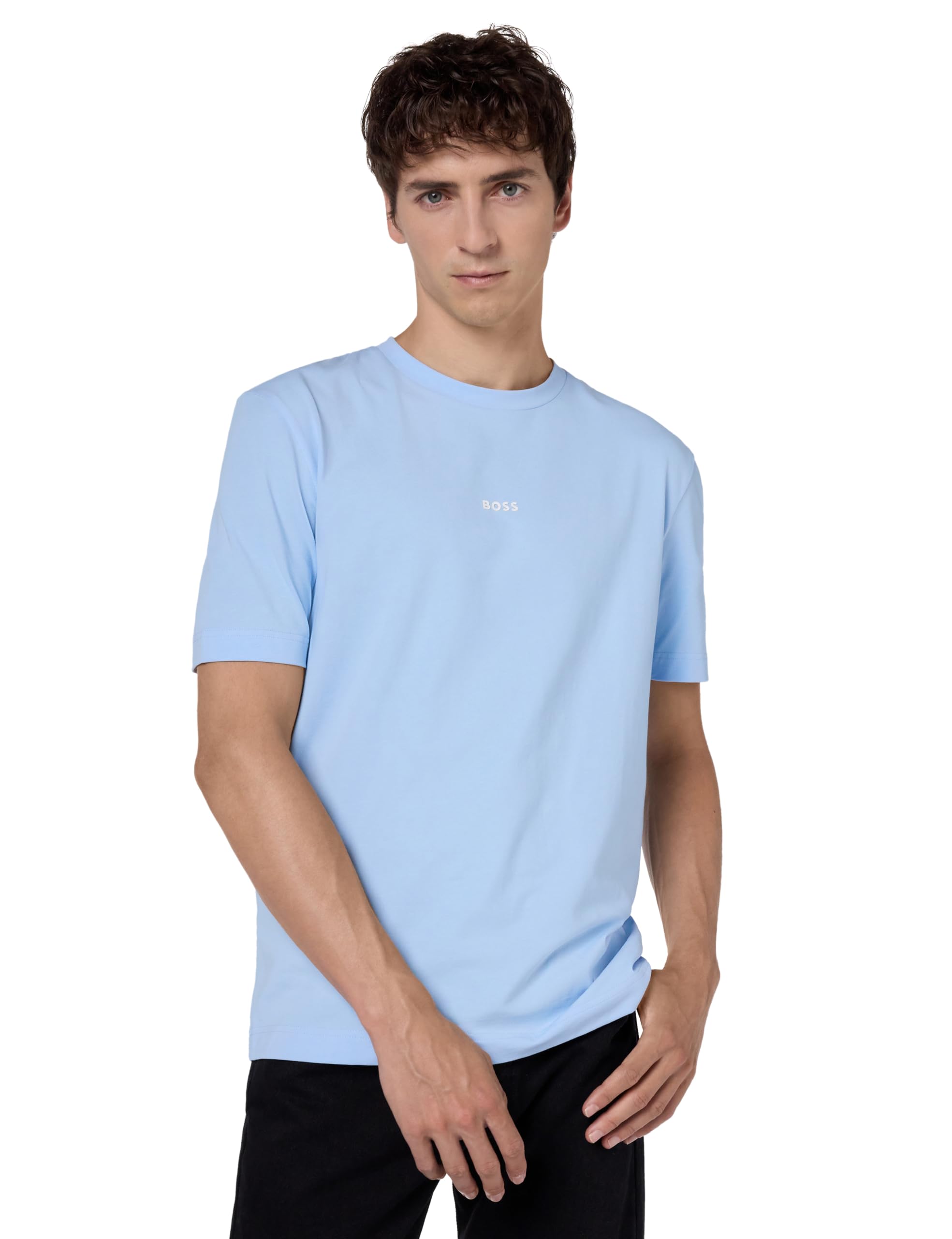 BOSS Small Chest Logo Regular Fit Cotton T-Shirt Powder Blue