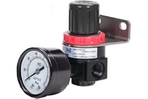 AIRTACDINGJU Air Pressure Regulator NPT 1/4" Airtac AR2000-2T Female Thread Source Treatment 0-140 PSI Adjustable,Bracket,Gauge