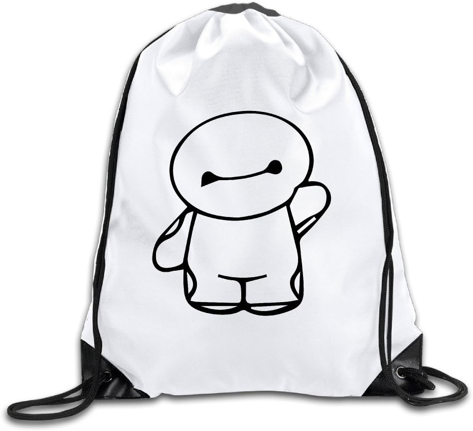 BYDHX Big Hero 6 Baymax Logo Drawstring Backpack Bag White