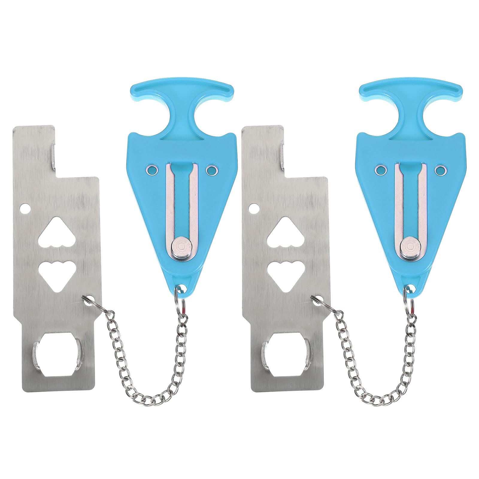 PATIKIL Hotel Door Lock, 2 Pack Heavy Duty Extra Lock for Additional Privacy and Safety Perfect for Traveling Hotel Home Apartment Double Hole Blue