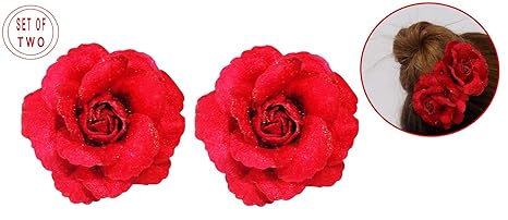 Buy Majik Set Of 2 Pcs Artificial Rose Flower Hair Accessories For