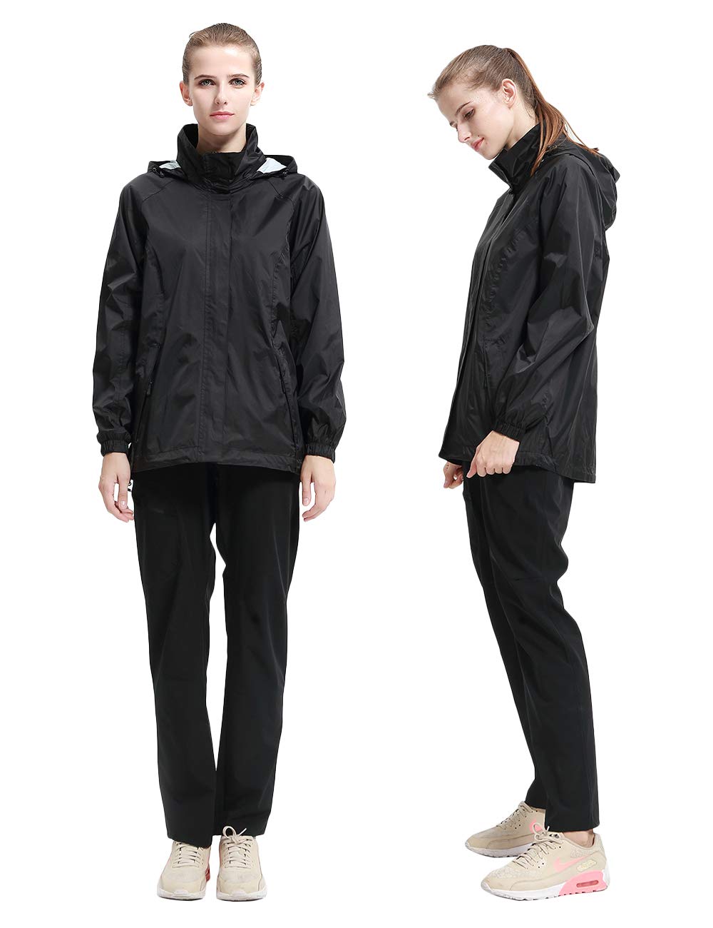 Diamond Candy Women Lightweight Hooded Rain Jacket Waterproof Coat, Packable