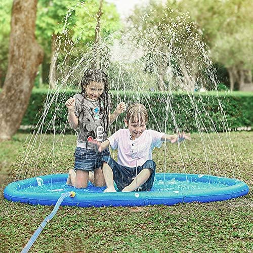 Play Mat Sprinkle and Splash Water Outdoor Mat for Baby Girls Boys Children Party Splash Pad 59" Garden Water Toys