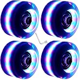 Nezylaf 4 Pack 32 x 58 mm 78A Light up Roller Skate Wheels, Skate Wheels with Bearings Installed for Indoor or Outdoor Double Row Skating and Skateboard Accessories 32 x 58 mm 78A