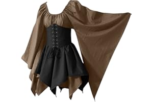 JEGULV Corset Dress for Women Renaissance Medieval Dress Fairy Elf Traditional Irish Viking Costume Halloween Cosplay Dress