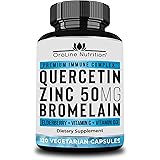 Quercetin 500mg with Bromelain, Zinc 50mg, Vitamin C, Vitamin D3 & Elderberry, A Potent Immunity Booster Zinc Quercetin Suppl