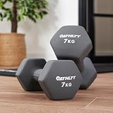 Athlyt Neoprene Dip Dumbbell Set 2 x 7kg Grey - Heavy-Duty Iron Core view 3