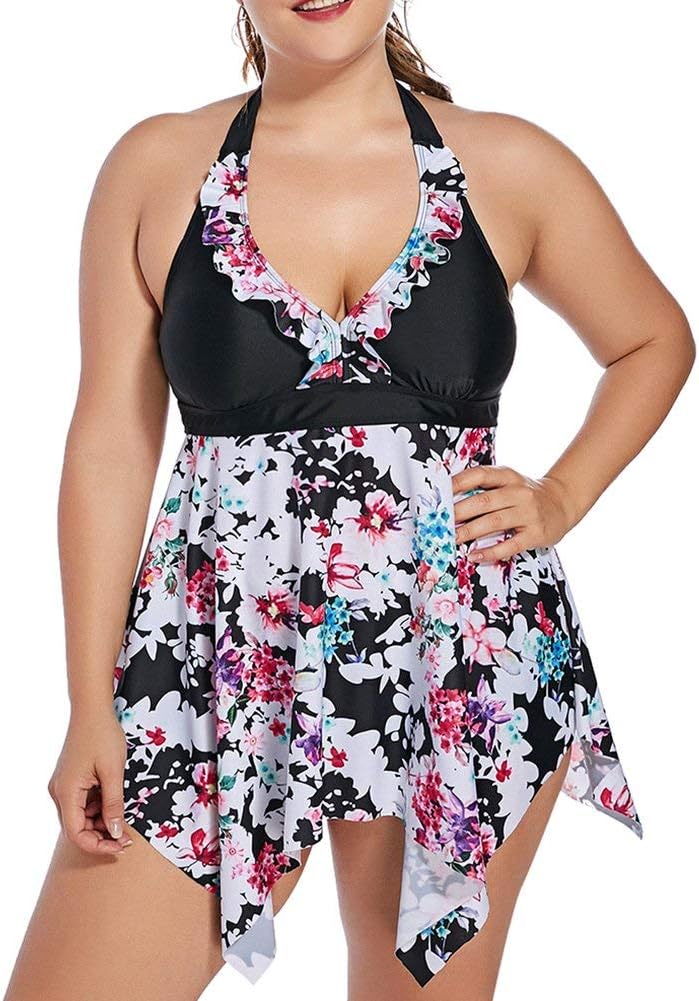 Adelina plus size tankini dam baddräkt med shorts badmode med