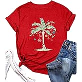 Christmas Shirts for Women Xmas Tree Graphic T Shirts Winter Merry Bright Letter Holiday Tops Tee