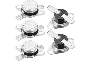 uxcell KSD301 Thermostat 120°C/248°F 10A Normally Closed N.C Adjust Snap Disc Temperature Switch for Microwave,Oven,Coffee Makers 5pcs,Bakelite Material