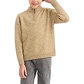 GAMISOTE Boys Sweater Quarter Zip Up Chunky Knit Mock Neck Warm Pullver Kids Knitwear