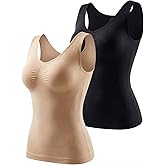ATTLADY Compression Tank Tops for Women, High Shaping Scoop & V-Neck Cami, Shapewear Tummy Control Camisole