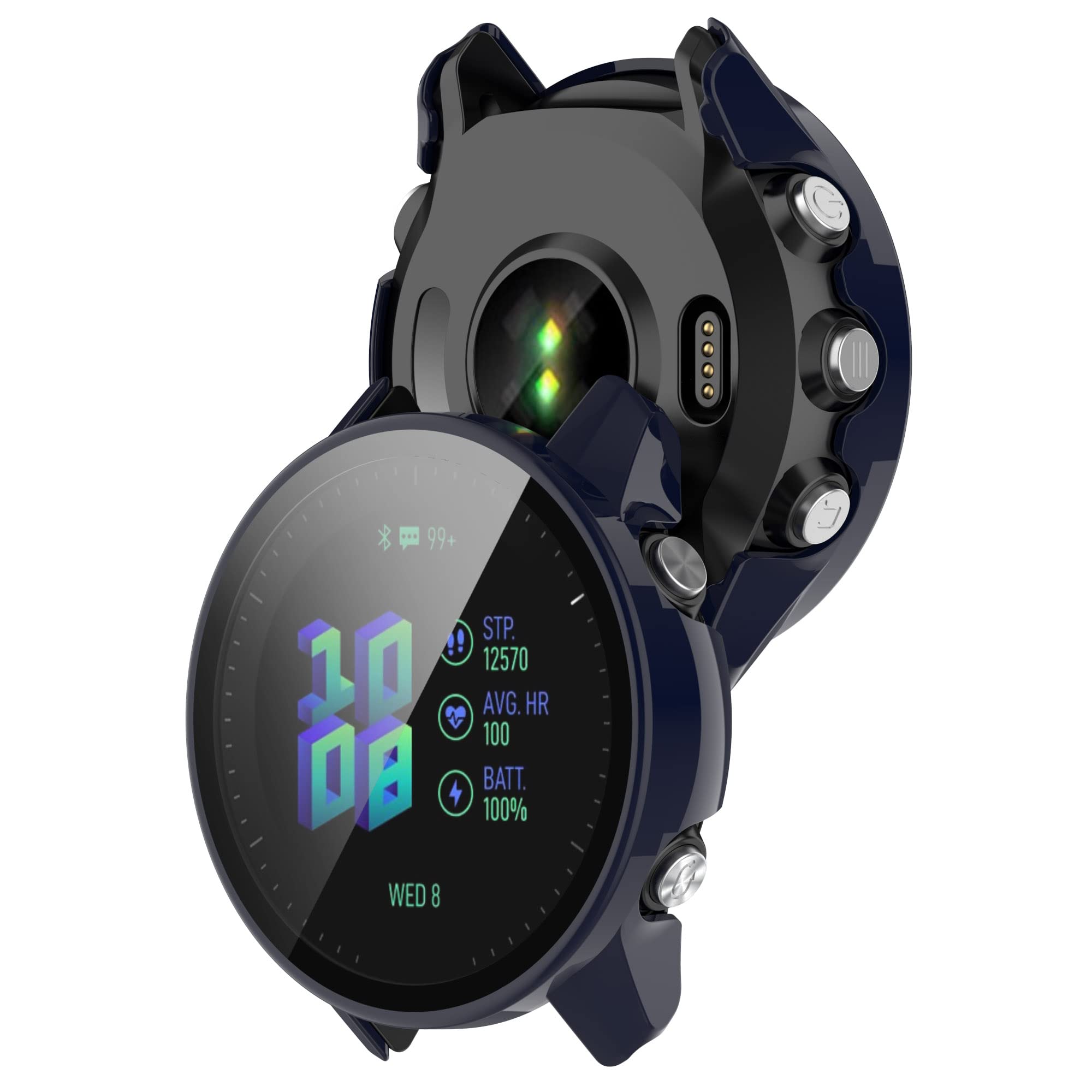 Tiggo 2Pack Case for Garmin Forerunner 955 Smartwatch Case Cover,Replacement Case,PC full Cover Transparent Protective Case for Garmin Forerunner 955 Watch Accessories (blue)
