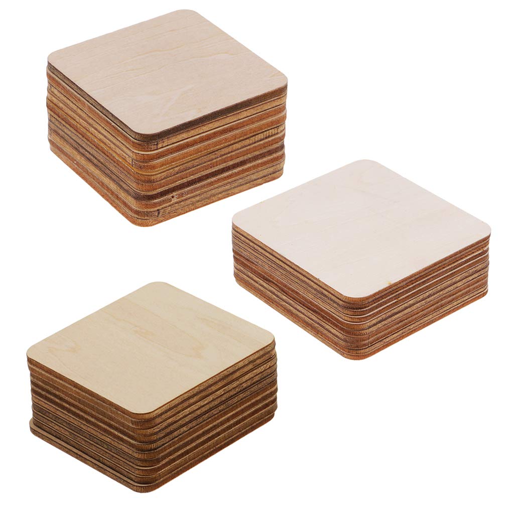 SM SunniMix 30 Pieces Square MDF Unfinished Wood Pieces Blank Plaque
