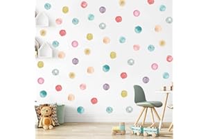 DIGA Polka Dot Wall Decals Removable Watercolor Wall Sticker for Kids Baby Girls Living Room Bedroom Playroom (Colorful Planet)…