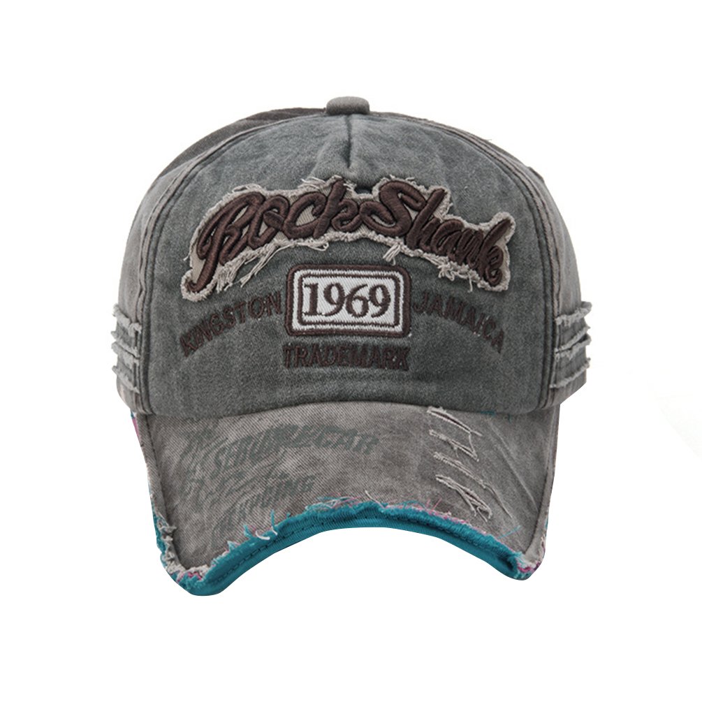 Vbiger Uomo Donna Strappato Cappellino da baseball Chic Casquetee Cappello Trendy con squisito motivo a ricamo, Blu scuro