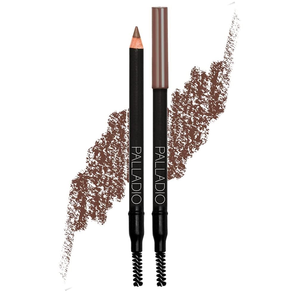 Palladio Brow Pencil, Creates Hair Like Lines, Fills Brows, Attached Brush Softens Pencil Strokes, Natural Appearance, Enhances Eyebrows, Long Lasting, Ultra Precise, Dark Brown