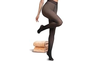 JIZ Translucent Fleece Lined Tights Women, Thermal Tights for Women, Pantyhose Leggings, Warm Sheer Tights for Women Winter