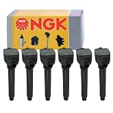 6 pc NGK Ignition Coils compatible with Jeep Wrangler 3.6L V6 2012-2017 | Fixes misfire, rough idle and hard starts from a weak ignition coil/coil pack; clears P0300. Direct-fit OE replacement.