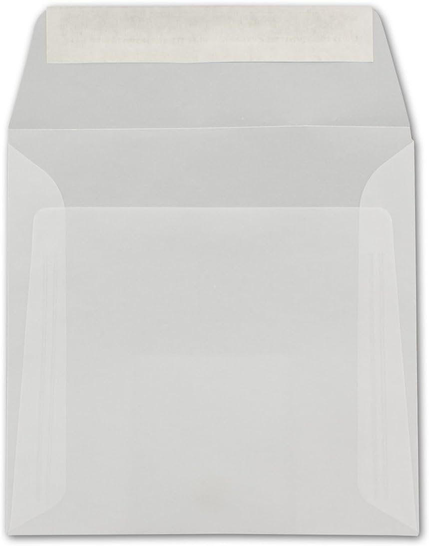 NEUSER PAPIER 50 envelopes in transparent square format 16 x 16 cm 92 grams/m² self-adhesive without window - Image 4