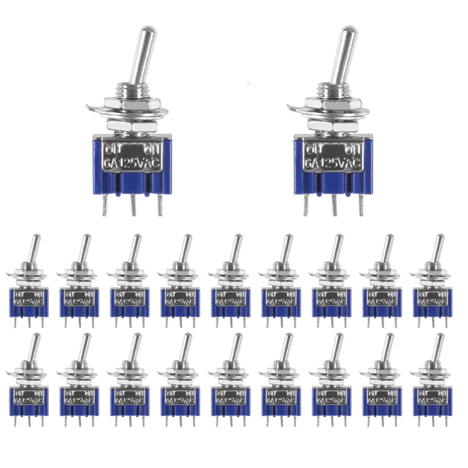 AEDIKO 20pcs Micro Toggle Switch 3 Pin SPDT Touch 2 Position ON/ON Mini Miniature Toggle Switch AC 125V/6A