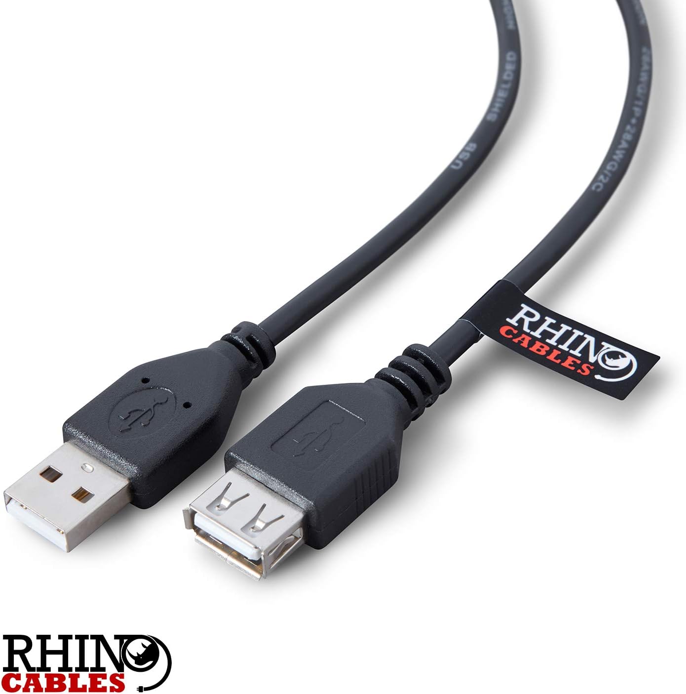 rhinocables USB 2.0 A-A Extension Cable, Black, 1m