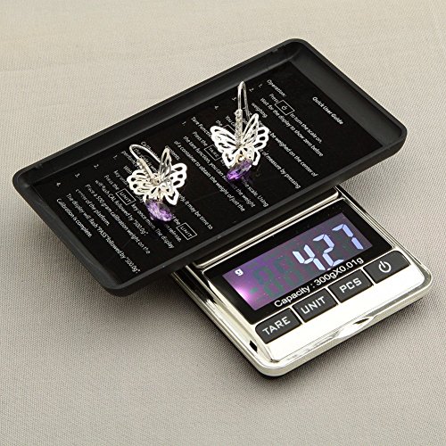 Mini Digital Jewelry Scale,High Precision Pocket Grams Weigh reloading Scale 300g/0.01g with LCD Blacklight for General Laboratory, Commercial, and Educational use - Thumbnail 5