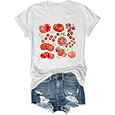 Tomato Shirt Fruit Tee Shirts Women, Womens Tomato Season Tshirt Graphic Tees for Women Casual Short Sleeve Tops