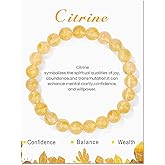 Embtrem Crystal Bracelet for Women Citrine Crystal Natural Stone Yellow Blue Beaded Bracelets Lapis lLazuli Healing Crystal Jewelry Gifts for Birthday Christmas Stocking Stuffers
