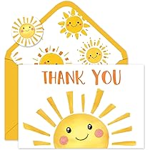 Lemon Thank You Whaline 24 Pack Sunshine S - Pink Orange Cartoon Sun Note Cards With Envelopes Thank You Card