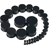 Kwoencxi 8G-25mm Black Soft Solid Silicone Ear Gauges Stretching Kit Double Flared Plugs Tunnels Expanders Stretcher Saddle Earrings Piercing Jewelry for Men Women Black White Flesh Skin Tone
