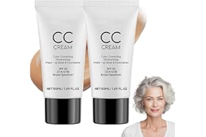 LKDSOAF CC Cream for Older Women, CC Cream Foundation, Self Adjusting for Mature Skin, Even Complexion, Full Coverage, Lightweight Waterproof, Hydrating Comfortable for All Skin Types (2PCS)