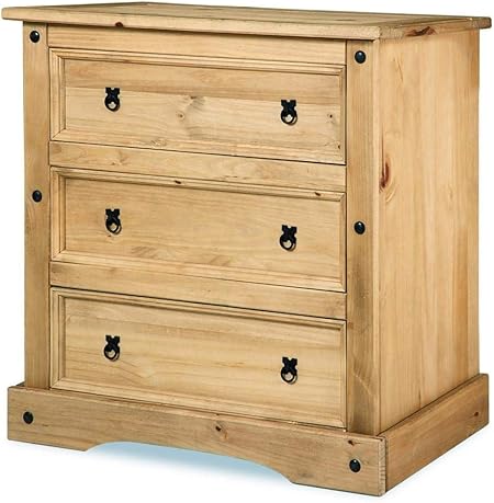 Corona Mexican 3 Drawer Chest In Solid Pine 83 5cm H X 80cm W X