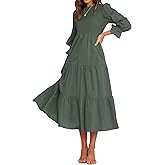 BTFBM Women Casual Long Sleeve Crew Neck Fall Dress Bohemian Relaxed Fit Floral Flowy Maxi Dresses Tiered Cocktail Dress