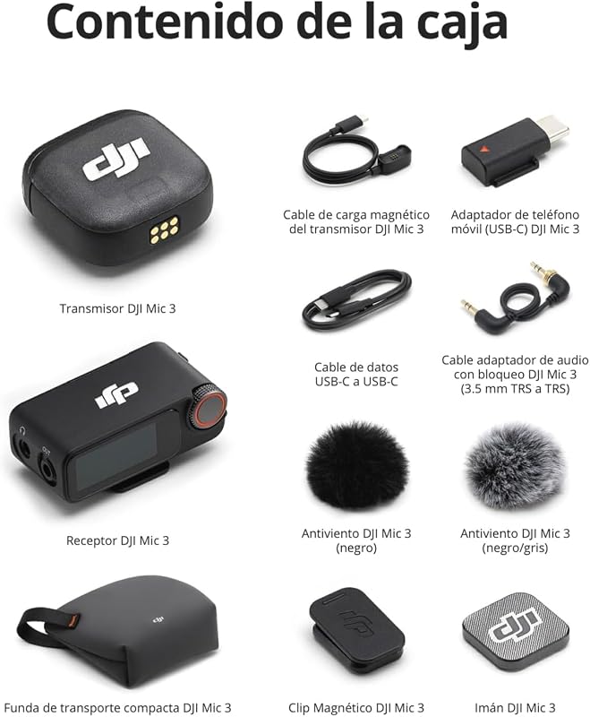 Microfone 3 (1 TX + 1 RX), microfone lavalier sem fios para iPhone/câmara/Android, Ultralight, Tempo de Funcionamento Estendido e Carregamento Rápido, transmissão até 400 m