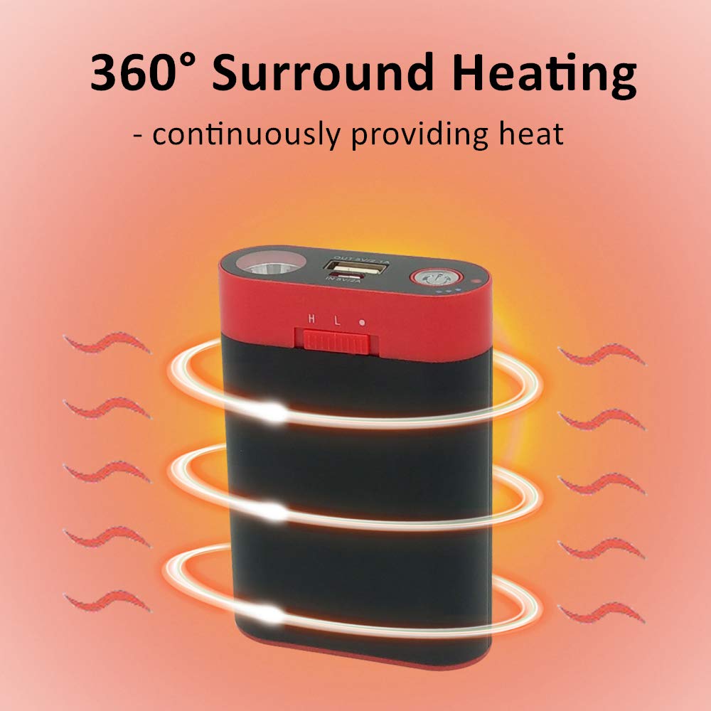 Alfway Rechargeable Electric Hand Warmer with 7800mAh USB Power Bank & Flashlight, Suitable for Chilly Outdoor Activities, Cold Weather, Snowfield Sports, Men/Women/Kids/Elders (Black)