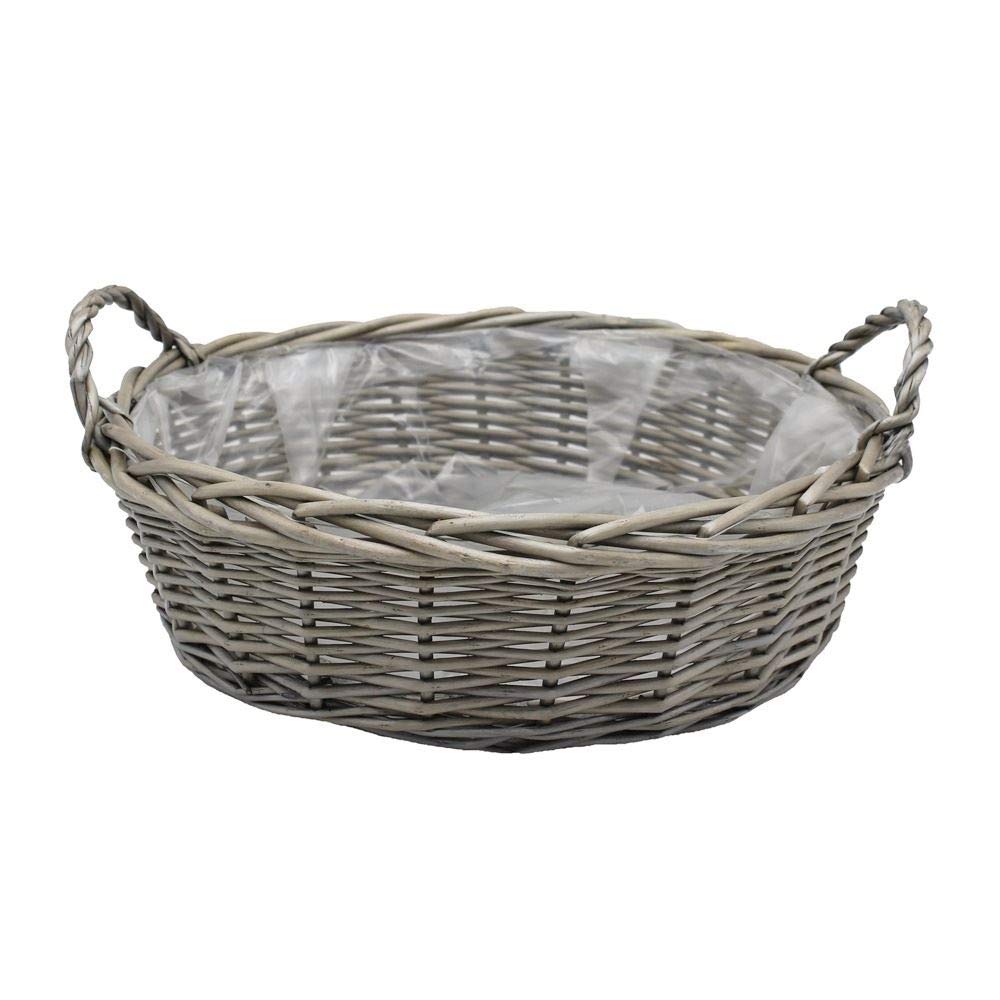 Red Hamper PT084L Large Round Antique Wash Display Tray, Wicker