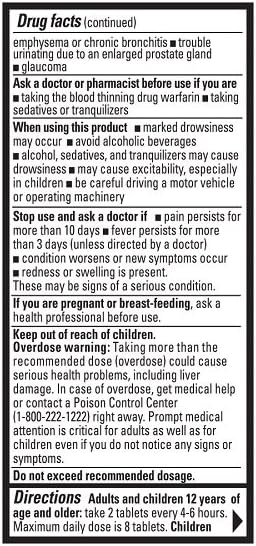 Percogesic Original Strength, Acetaminophen and Diphenhydramine, 90 Tablets: Health & Personal Care