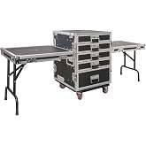Sound Town Enhanced Thickness 1/2" (12mm) Plywood Road Case with 5-Drawer and Two Tables for Customizable Stage and Studio Utility Equipment Storage, Pro Tour Grade (STRC-PROW2T5D)