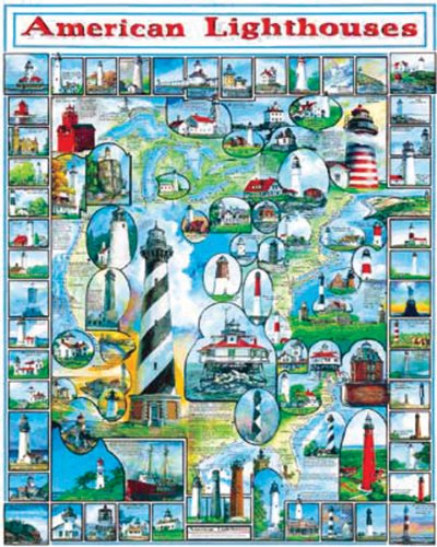 White Mountain Puzzles American Lighthouses - 1000 Piece Jigsaw Puzzle