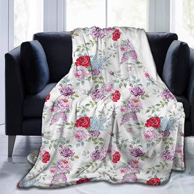 LeisureTime Franela arroja Mantas Duradera Cama sofá Flor, Rosas