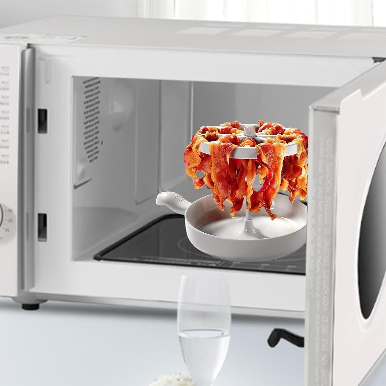 SHENGYIG Mikrowelle Speckkocher, Vertikal Mikrowelle-Speckschale, Abnehmbar Speck-Mikrowellenschale, mit Griff Mikrowellen Speckgitter, für Grillen von Speck, Erhitzen von Gemüse 6